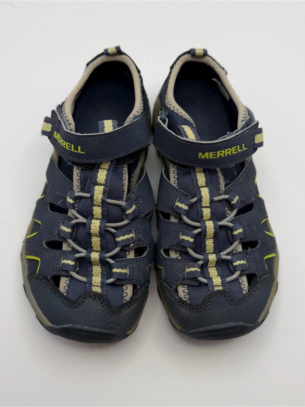 Merrell Hydro H2O Hiker Navy Lime Closed-Toe Sport Sandals Kids Size 2M Gorpcore